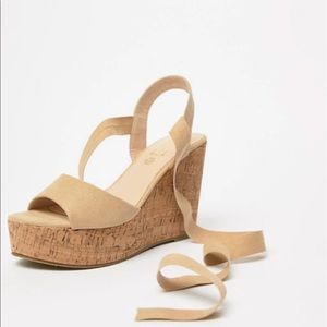 Truffle Collection Wide Fit Tie Leg Wedges